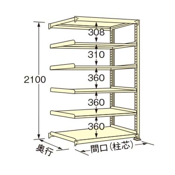 中量ラック アイボリー 1500×600×2100mm WM2115L06R 1点