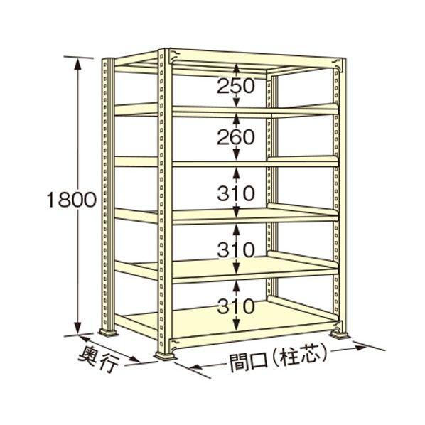 中量ラック アイボリー 1490×450×1800mm WL1815M06T 1点