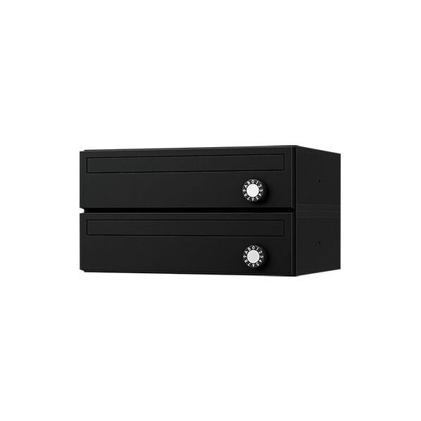 集合郵便受箱 横型 前入前出 D-ALL 静音大型ダイヤル錠 ブラック 壁付け郵便ポスト KS-MB3001P-2LY-BK 1個