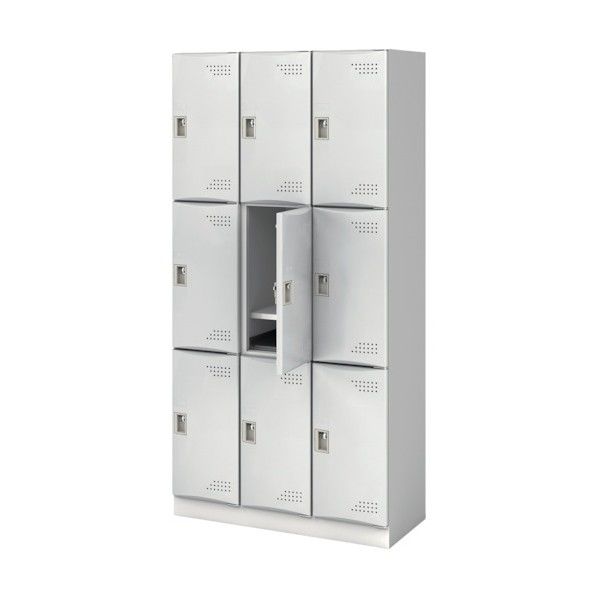 スクールロッカー 3列3段 9人用 L扉 ライトグレー T-JTSL-L-33-NJ-LG 1