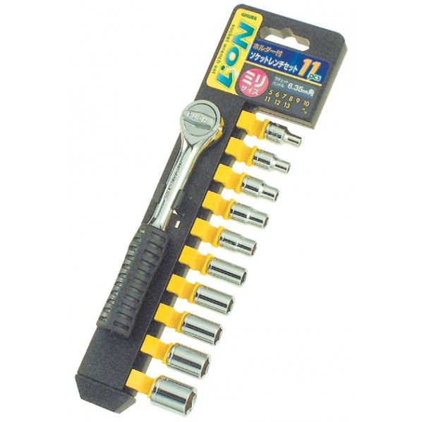 ホルダー付 ソケットレンチセット 6.35mm角(mm) H260×W80×D35(mm) 11pcs