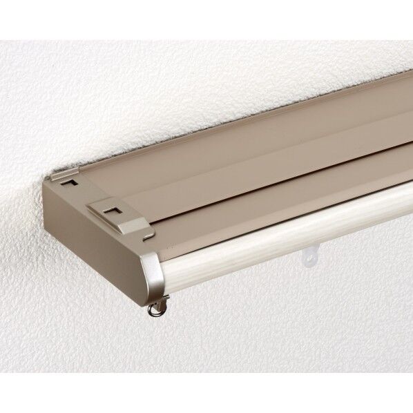 【光漏れを防ぐ】伸縮カーテンレール リネアカバートップ 木目ホワイト ダブル 1.1m~2.0m 30009567 1セット
