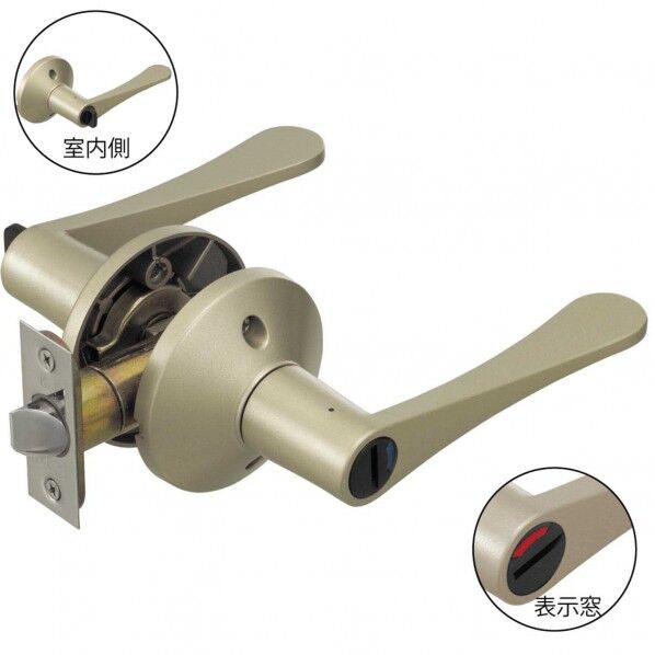マツ六 リフォーム用レバーハンドル錠 トイレ用(表示錠) シルバー 7010167 1セット...