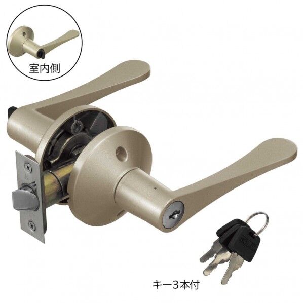 リフォーム用レバーハンドル錠 鍵付個室用(鍵付間仕切錠)
