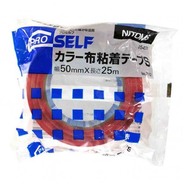 カラー布粘着テープS 赤 50mm×25m NO7562 1巻