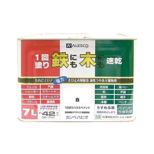 1回塗りハウスペイント(鉄にも木にも) 白 7L 1缶