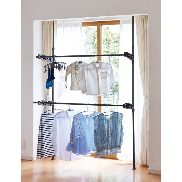 窓枠用つっぱり物干し ブラウン 3.5×42×180~225cm ND-8445 1台