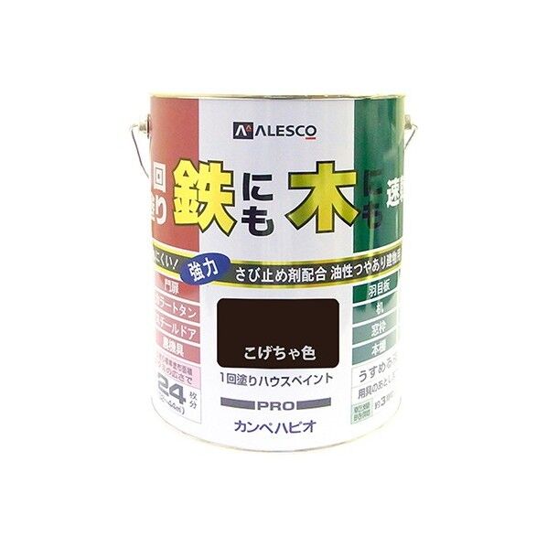 1回塗りハウスペイント(鉄にも木にも) こげちゃ色 4L 1缶