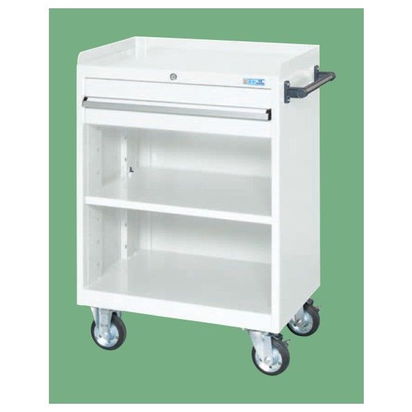 キャビネットワゴン 棚板付 深引出し1段