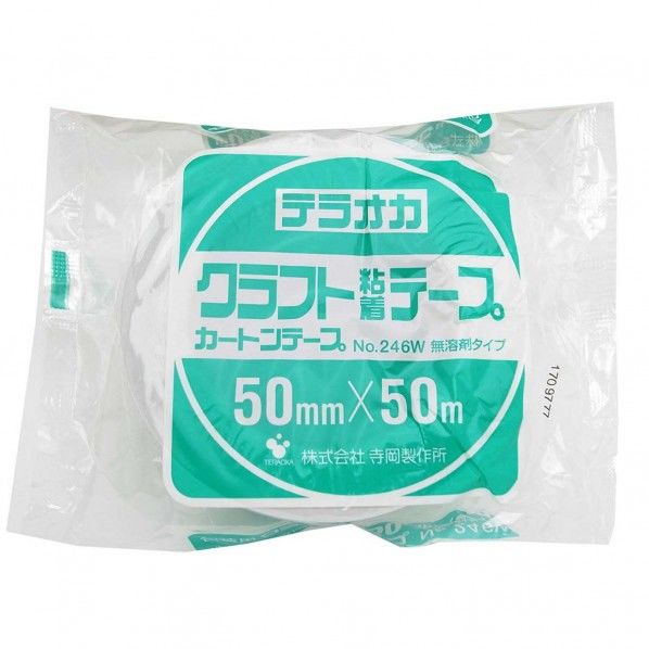 クラフト粘着 カートンテープ No.246 白 厚さ0.14mmX幅50mmX長さ50m NO246W 1巻