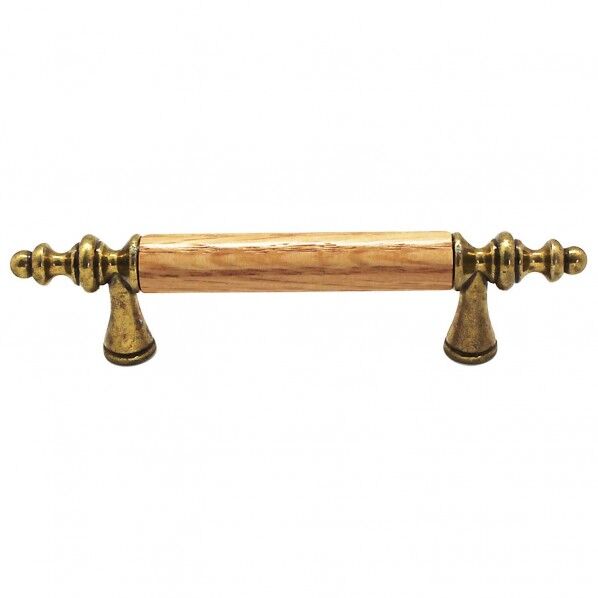 木製取手AB アンティークブラス 全長:124mm、ビスピッチ:76mm、高さ:30mm TW-346 1個