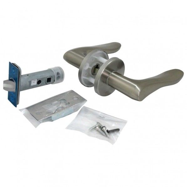 室内用レバーハンドル 通路の錠 丸座 シルバー SET-301 1個