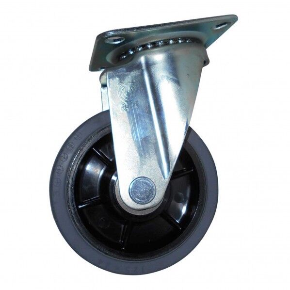 RJ2シリーズ ナイロンホイルゴムキャスター自在車 車輪径125mm✕取付高168mm RJ2-125NWR-G 1台