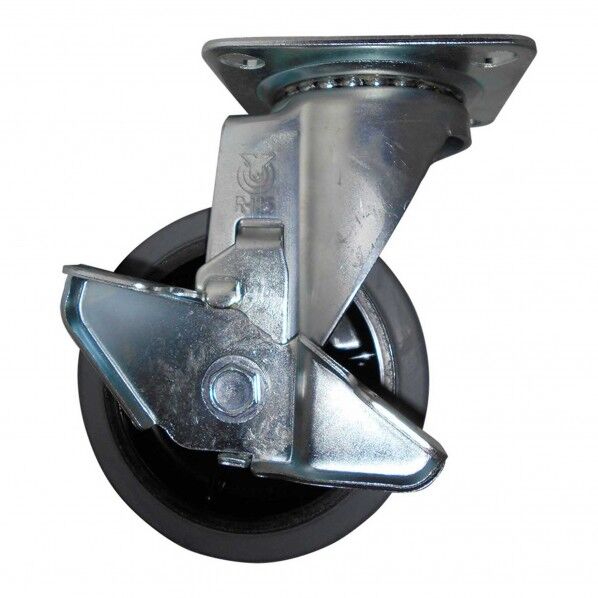 RJ2シリーズ ナイロンホイルゴムキャスター自在 ストッパー付き 車輪径125mm✕取付高168mm RJ2-125NWRS-G 1台