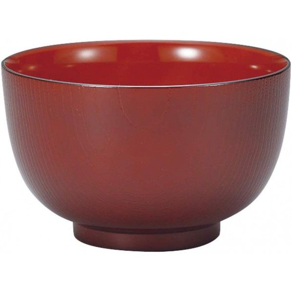 汁椀 木目 赤溜 幅10.6×奥行10.6×高さ7cm 400ml 1個