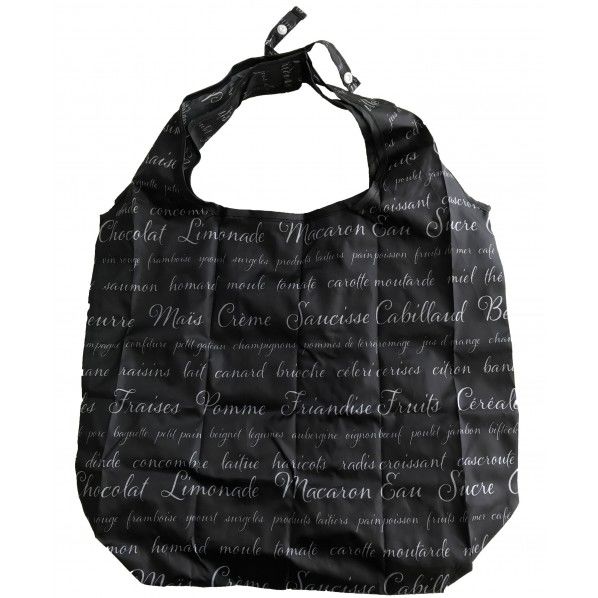 携帯用マイバッグ (ブラック×英字柄) 26×16×35cm 10L 60256 1個