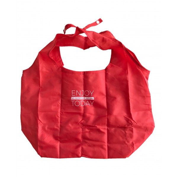 携帯用 厚手マイバッグ (レッド×柄) 30×20×30cm 12L 60259 1個