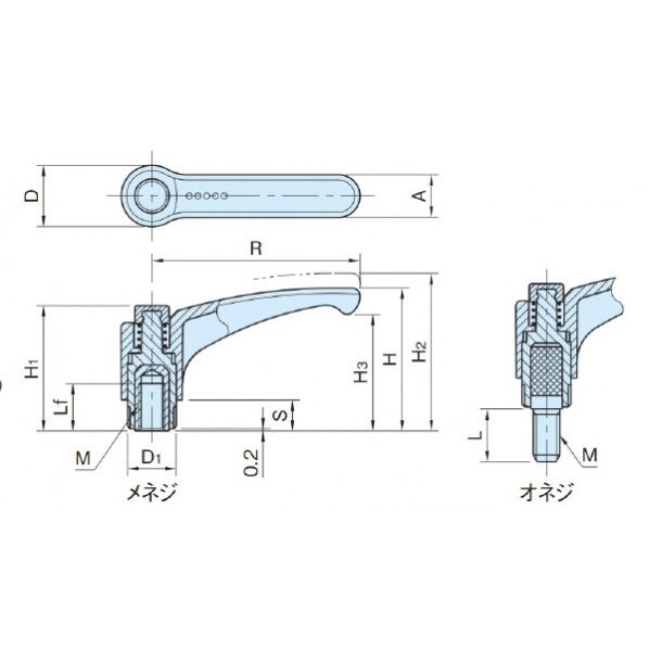 エルゴアジャストクランプレバー メネジ 便利グッズ(文具・OA機器) EAL30-SUS 1個
