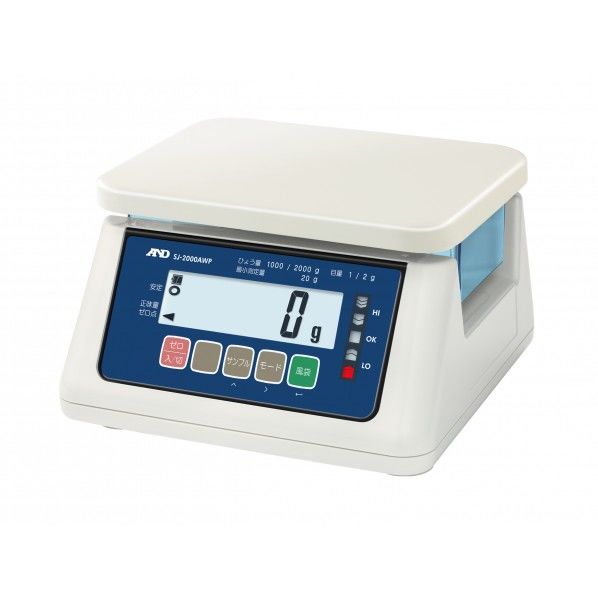 防水はかり IP67 3級 1KG/1G 2KG/2G 検定付 地区2(東北地区) 236(W)×260(D)×148(H)mm SJ2000AWP-BT-A2 1台