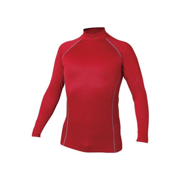 BT織柄チェック ハイネックシャツ レッド S JW-172 1枚