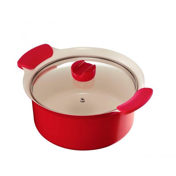 カーネリアン 吹きこぼれにくい セラミック キャセロール 22cm レッド 31×25.5×15cm 4.3L ND-1994 1個
