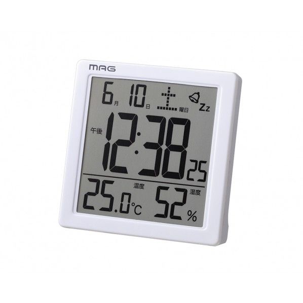 目覚まし時計 カッシーニ 温湿度計付き 95×93×52mm T-726 WH-Z 1個