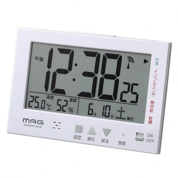 環境表示機能付き電波時計 エアサーチミチビキ 95×142×47mm T-727 WH-Z 1個