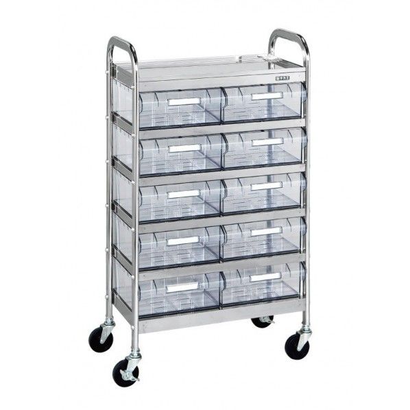 ステンレスCSワゴン透明ボックス付(SUS430) ステンレス W560×D300×H1000mm CSA10RSU 1台