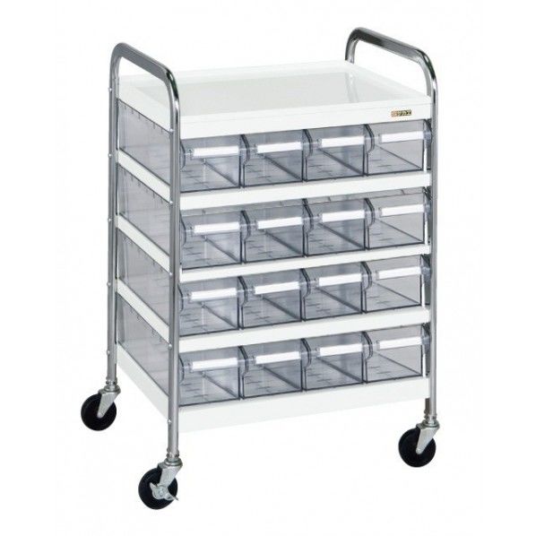 CSワゴン透明ボックス付(ゴム車) アイボリー W560×D300×H850mm CSA16T 1台