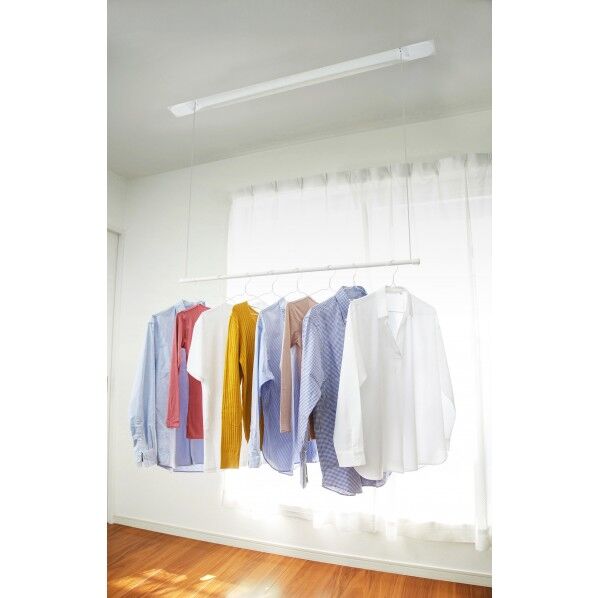 ルームハンガー シングルポールタイプ 埋込キット付 ホワイト 1345×124×47mm MRH-2DS-11-U 1セット