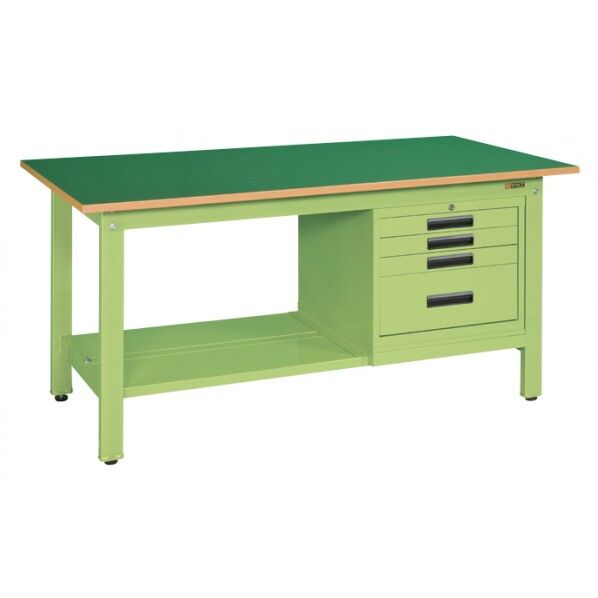 軽量作業台 KKタイプ SVEキャビネット付 グリーン KK-49FSVE4 1