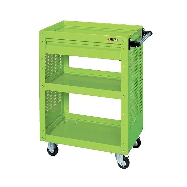 ニューCSスーパーワゴン ゴム車 引出し パンチングパネル付 サカエグリーン CSWA-608CP 1