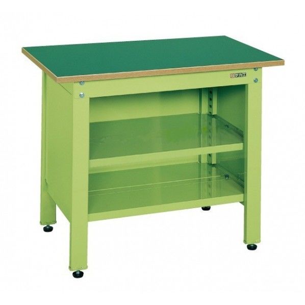 一人用作業台CPタイプ(中棚付) 天板カラー:グリーン W900×D600×H740mm CP096T 1台