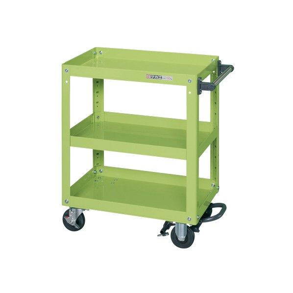 スーパーワゴン フットブレーキ付 ゴム車 サカエグリーン EMR-157BR 1点