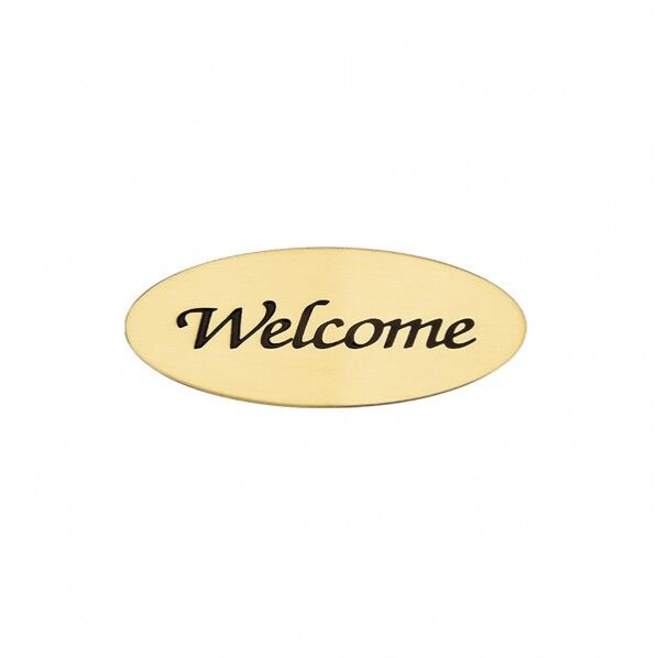 サイン WELCOME オーバルAD 金色 幅100×高さ40×奥行1mm 630203(264-63203) 1個