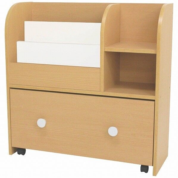 キッズおもちゃ箱付き絵本ラック ナチュラル 800mm KDR-2140NA/ 1台