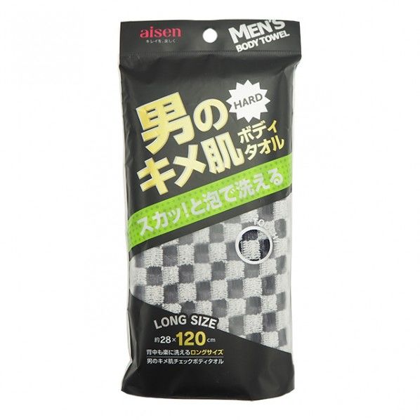 アイセン 男のキメ肌 チェックボディタオル ブラック BY503 1個...