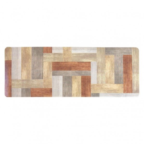 拭いてお手入れするキッチンマット ウッド柄 ブラウン 120×45cm 1個