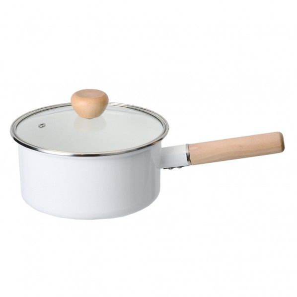 ビアンコ ホーローソースパン ガラス蓋付き