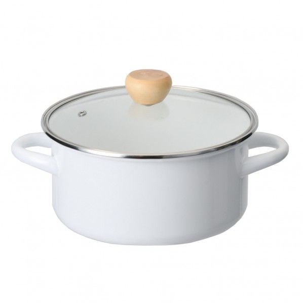 ビアンコ ホーローキャセロール ガラス蓋付き