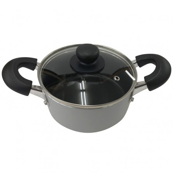 ちびポットガラス蓋付きキャセロールIH グレー 285×165×125mm ND-6240 1個