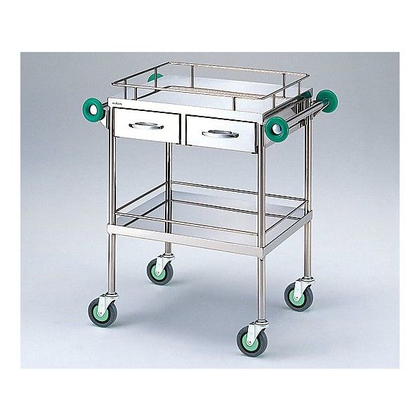 とっても静かな回診車(引出2個付き) TSB-900(2段引出付) 900(1090)×600×850mm 0-1622-13 1