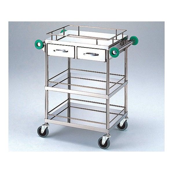 とっても静かな回診車(引出2個付き) TSC-600(3段引出付) 600(790)×450×850mm 0-1623-11 1