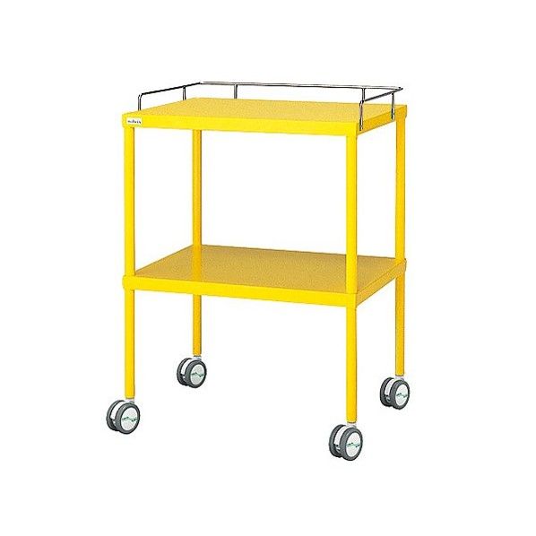 カラフル回診車 手摺付 イエロー 616×450×842mm 0-210-05 1