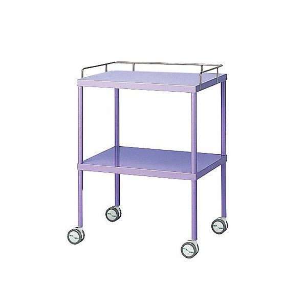 カラフル回診車 手摺付 ラベンダー 616×450×842mm 0-210-08 1