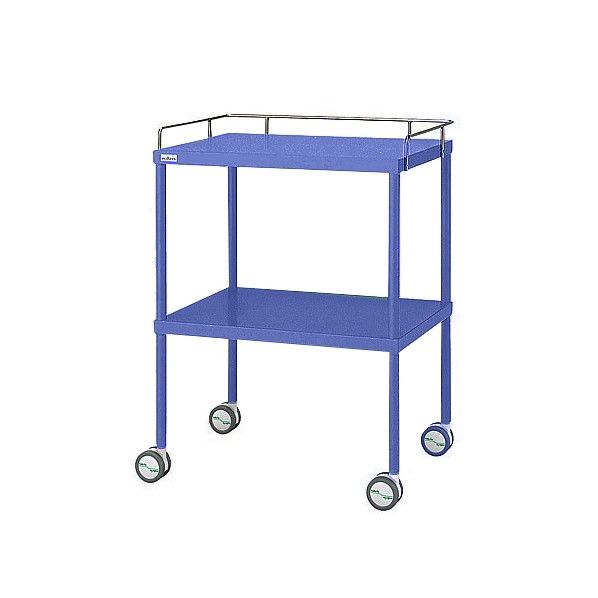 カラフル回診車 手摺付 ブルー 616×450×842mm 0-210-11 1