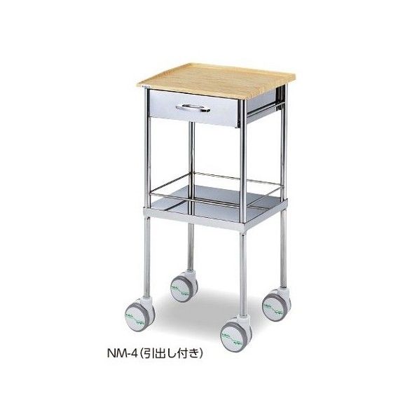ナビスメイトワゴン(天板木目タイプ)引出付 458×406×867mm 0-4147-02 1