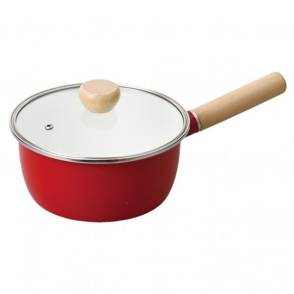 グロッシー IH対応 ホーローソースパン ガラス蓋付