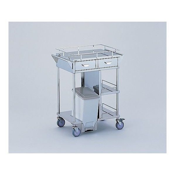 足踏式処置車 引出し付き/ペール前向き 600×450×850mm 0-9943-01 1