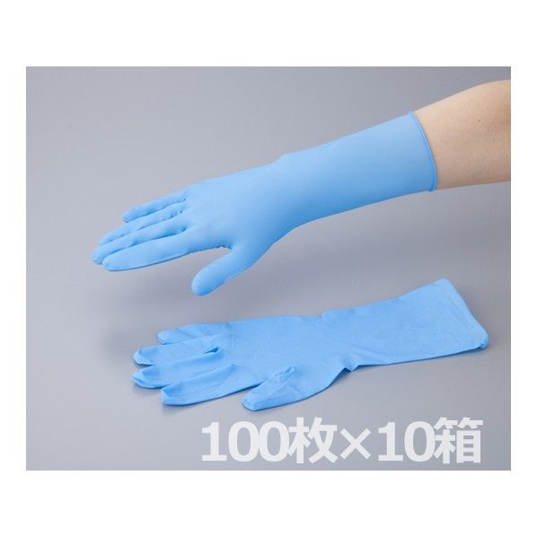 クリーンノール ニトリル手袋 ロング パウダーフリー ブルー L 1-2244-51 10箱